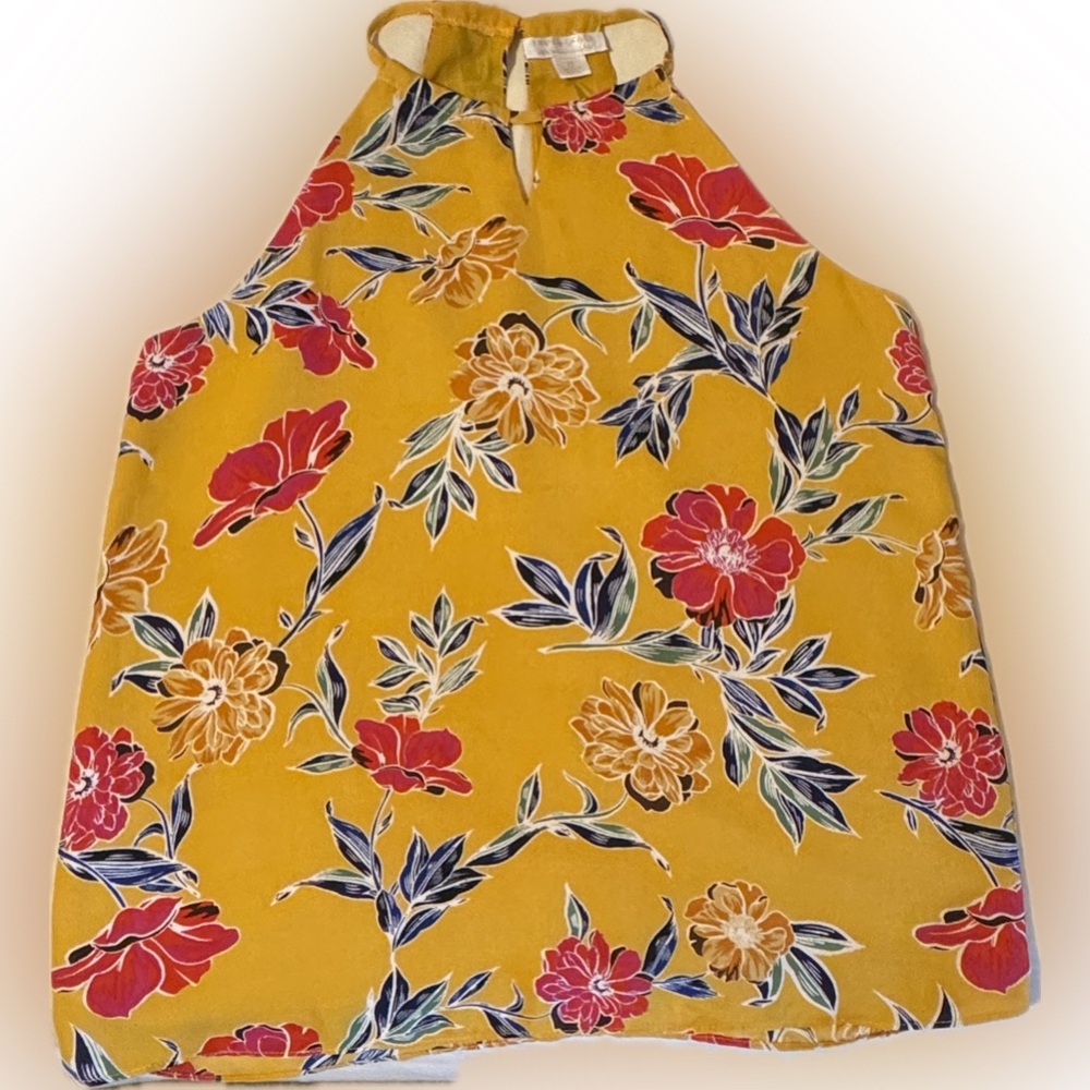 Perfectly Feminine Flowy Floral Halter Top in Yellow and Red Size XS - Picture 1 of 9